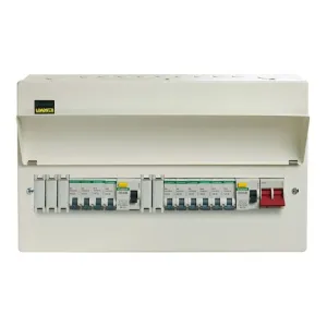 Crabtree Loadstar LSDR15BUB10 15 Way Dual RCD Consumer Unit with 2x 63A RCD, 10x MCB & 5x Metal Blanks