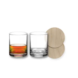 Custom Rocks Glass and Coasters Set