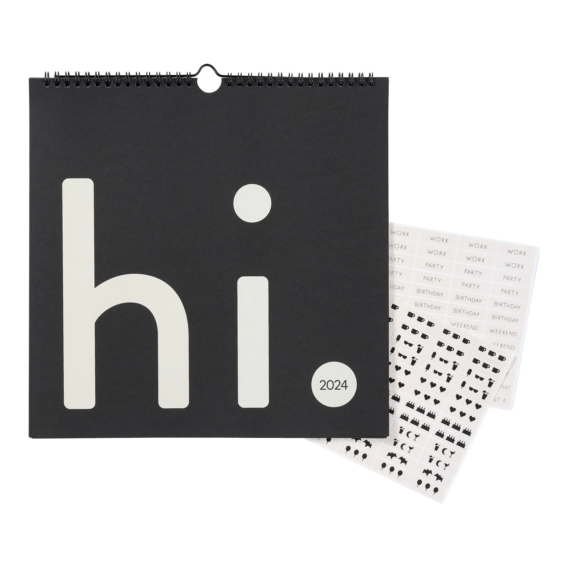 Design Letters Wall Calendar 2024, Light Grey/Black