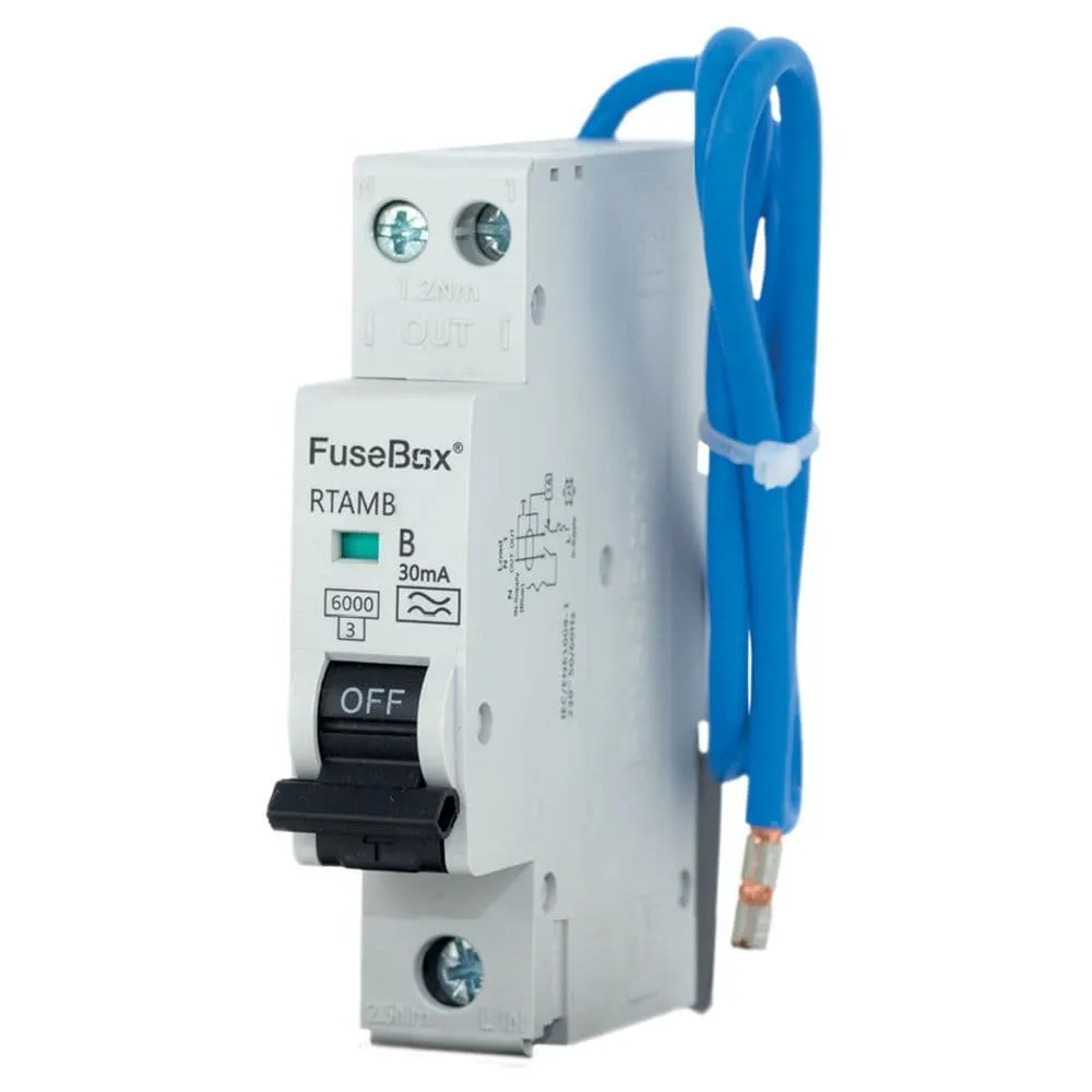 FuseBox RTAMB10 Mini 10A B-Curve RCBO 2 Pole 30mA 6kA Type A  (PIMO10)