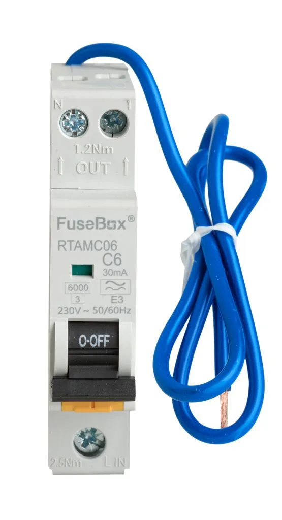 FuseBox RTAMC06 Mini RCBO 6kA 2 Pole 6A C-Curve Type A