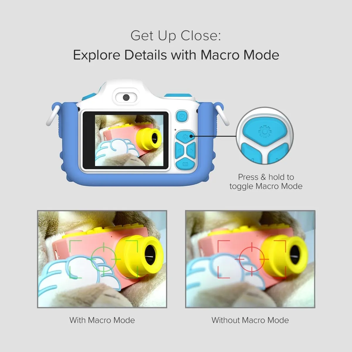 myFirst Digital Camera 3 Blue Rubber Dinosaur Case - 16MP