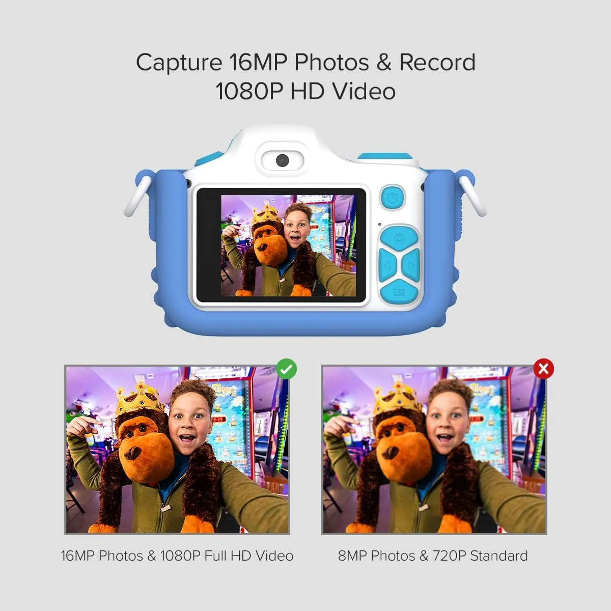 myFirst Digital Camera 3 Blue Rubber Dinosaur Case - 16MP