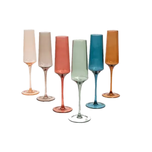 Saludi Colored Champagne Flute Glasses Set