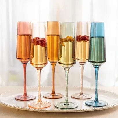 Saludi Colored Champagne Flute Glasses Set