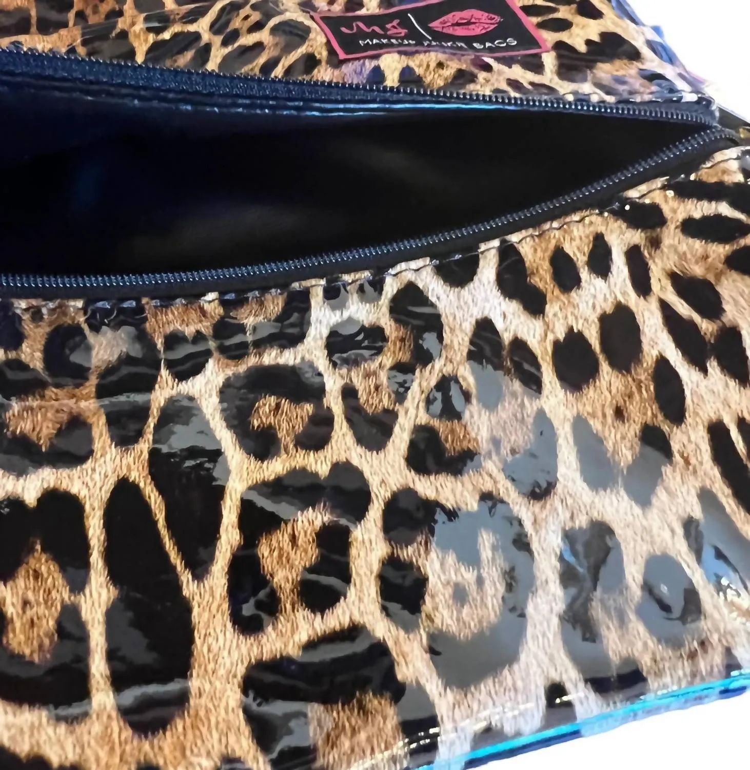 Women's Makeup Bag In Patent Leopard