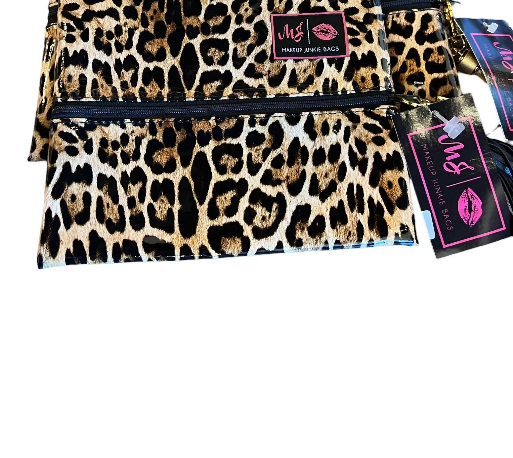 Women's Makeup Bag In Patent Leopard