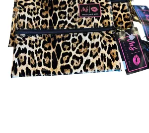 Women's Makeup Bag In Patent Leopard